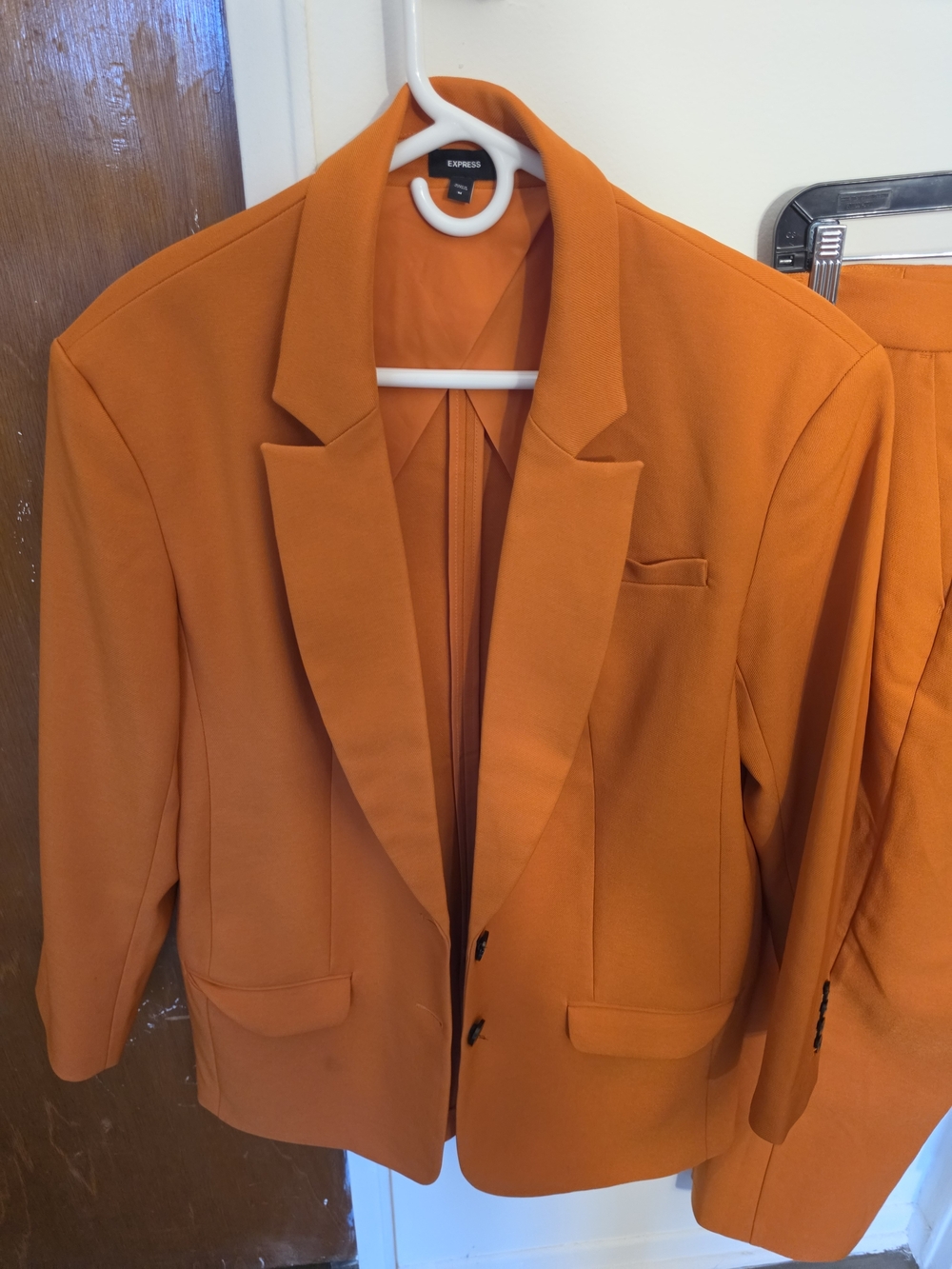 Express Women Orange Blazer - Tailored Single-Breasted Jacket